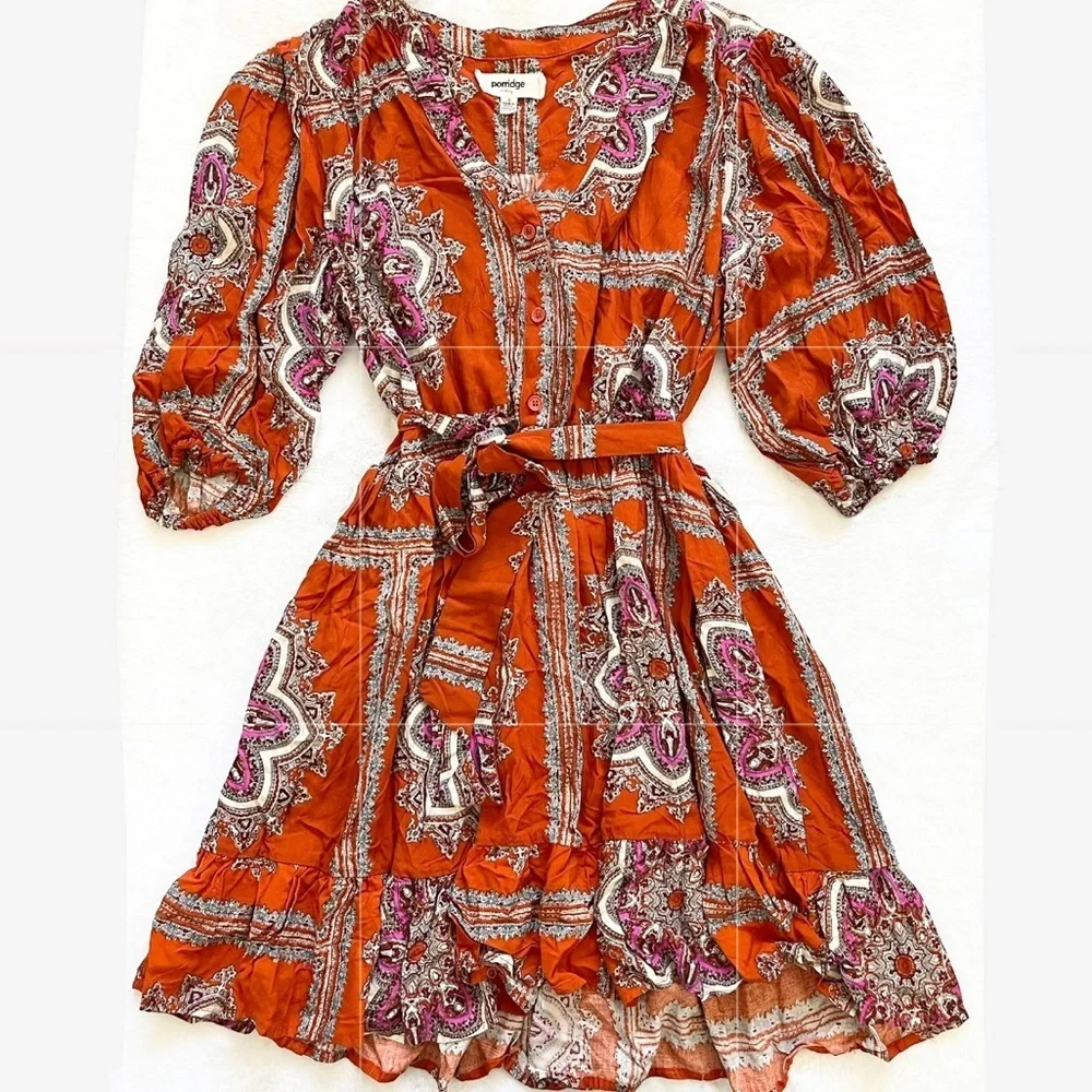 PORRIDGE CLOTHING BOHO DRESS WITH POCKETS SIZE SMALL ANTHROPOLOGIE COTTAGECORE - Picture 9 of 9